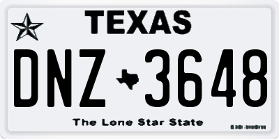 TX license plate DNZ3648