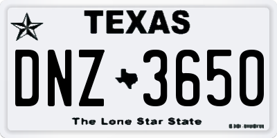 TX license plate DNZ3650