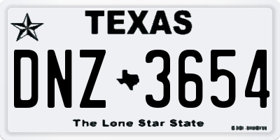 TX license plate DNZ3654
