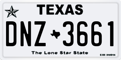 TX license plate DNZ3661