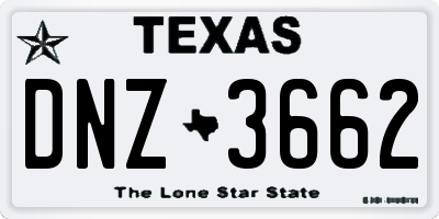 TX license plate DNZ3662