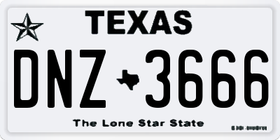 TX license plate DNZ3666
