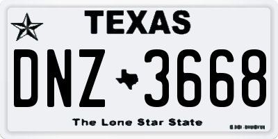 TX license plate DNZ3668