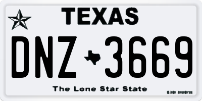 TX license plate DNZ3669