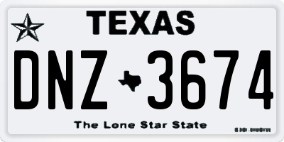 TX license plate DNZ3674