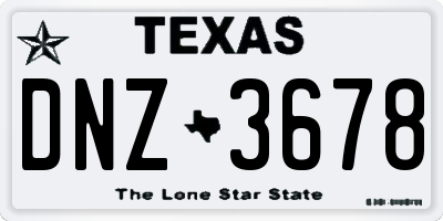 TX license plate DNZ3678