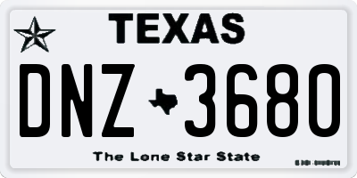 TX license plate DNZ3680