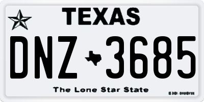 TX license plate DNZ3685