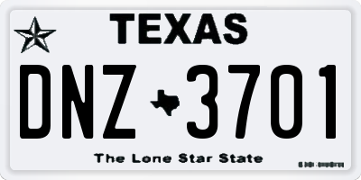 TX license plate DNZ3701