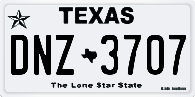 TX license plate DNZ3707