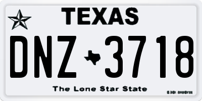 TX license plate DNZ3718