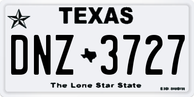 TX license plate DNZ3727