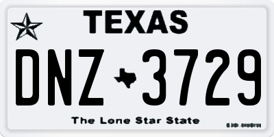 TX license plate DNZ3729