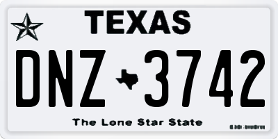 TX license plate DNZ3742