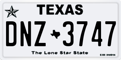 TX license plate DNZ3747