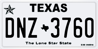 TX license plate DNZ3760