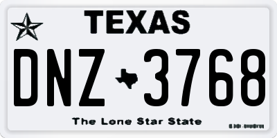 TX license plate DNZ3768
