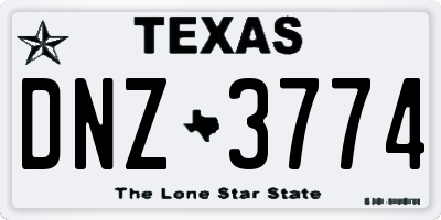 TX license plate DNZ3774
