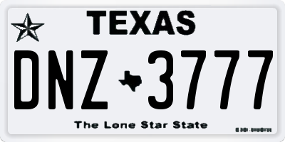 TX license plate DNZ3777