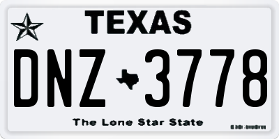 TX license plate DNZ3778
