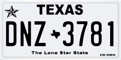 TX license plate DNZ3781