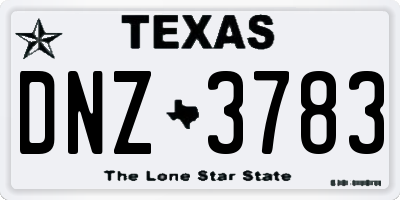 TX license plate DNZ3783
