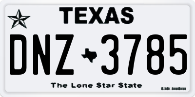 TX license plate DNZ3785