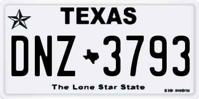 TX license plate DNZ3793