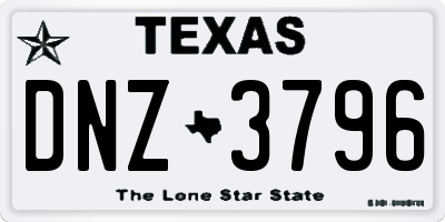 TX license plate DNZ3796