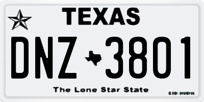TX license plate DNZ3801