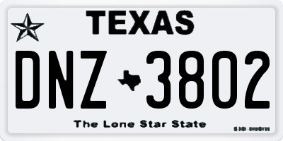 TX license plate DNZ3802