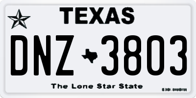 TX license plate DNZ3803