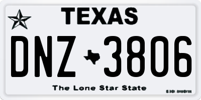 TX license plate DNZ3806