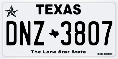 TX license plate DNZ3807