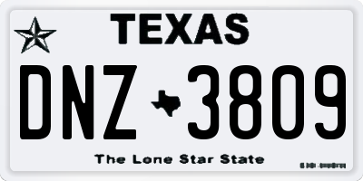 TX license plate DNZ3809