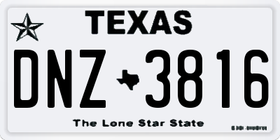 TX license plate DNZ3816