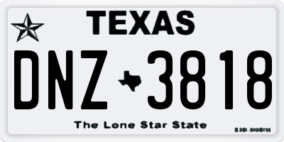 TX license plate DNZ3818