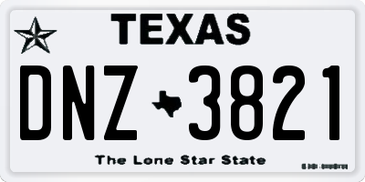 TX license plate DNZ3821