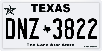 TX license plate DNZ3822