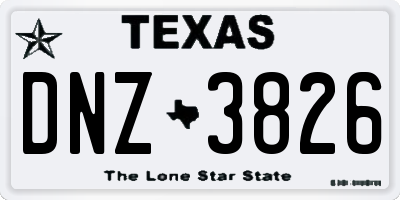 TX license plate DNZ3826