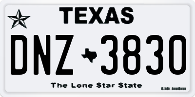 TX license plate DNZ3830