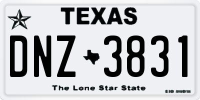 TX license plate DNZ3831
