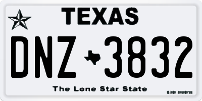 TX license plate DNZ3832