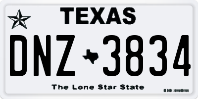 TX license plate DNZ3834