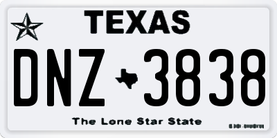 TX license plate DNZ3838