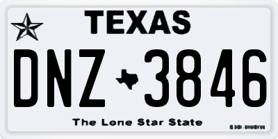 TX license plate DNZ3846