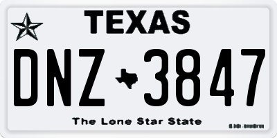 TX license plate DNZ3847