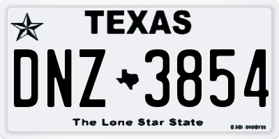 TX license plate DNZ3854