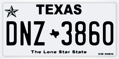 TX license plate DNZ3860