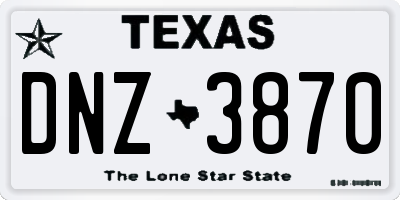 TX license plate DNZ3870